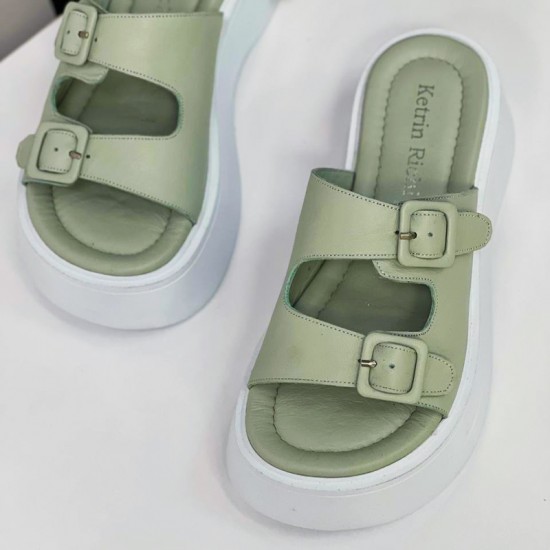 Купить пантолеты из кожи 202-36-Green