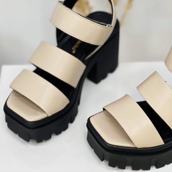 Купить женские босоножки из кожи SC-638-Beige