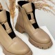 Женские ботинки из кожи 013-4228-Beige