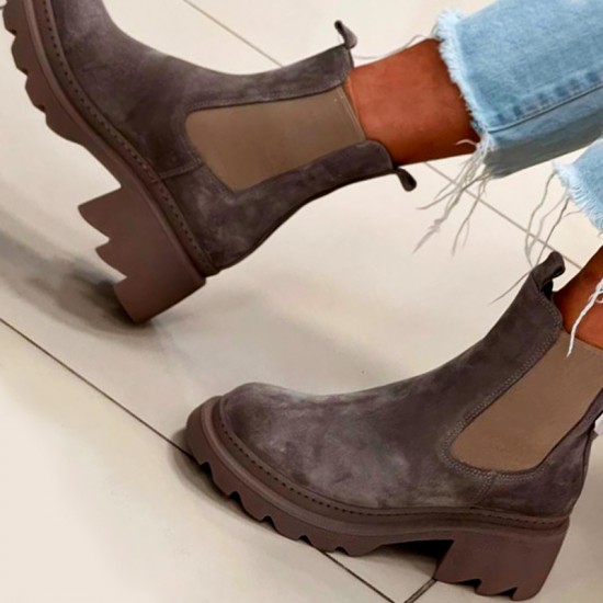 Кожаные женские ботинки 0621-Beige