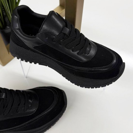 Женские кожаные кроссовки 10862-Black