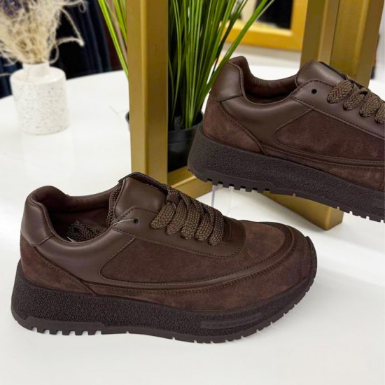 Женские кожаные кроссовки 10862-Brown