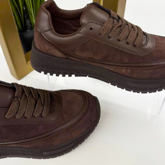 Женские кожаные кроссовки 10862-Brown