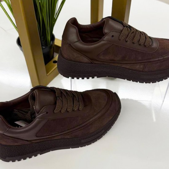 Женские кожаные кроссовки 10862-Brown