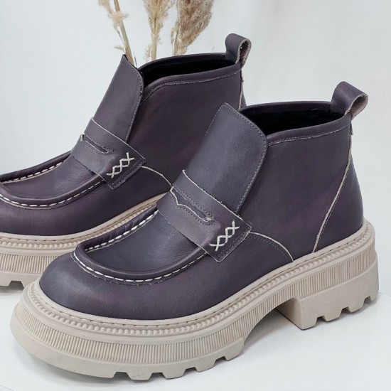 Купить кожаные полуботинки 22100-1-Grey