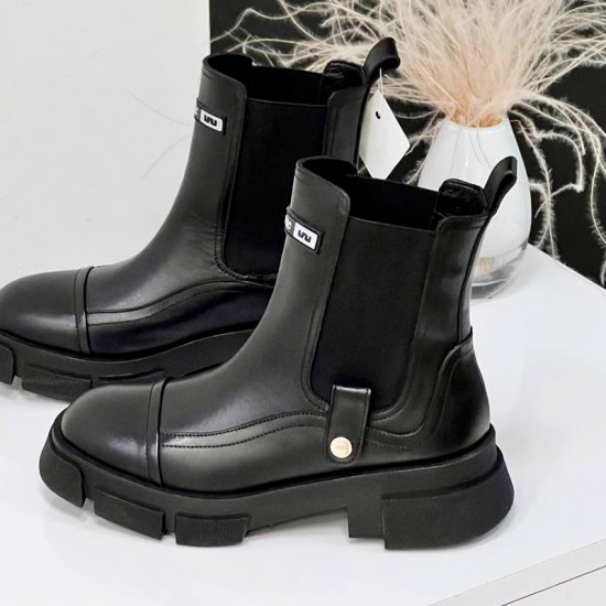 Кожаные женские ботинки K-405