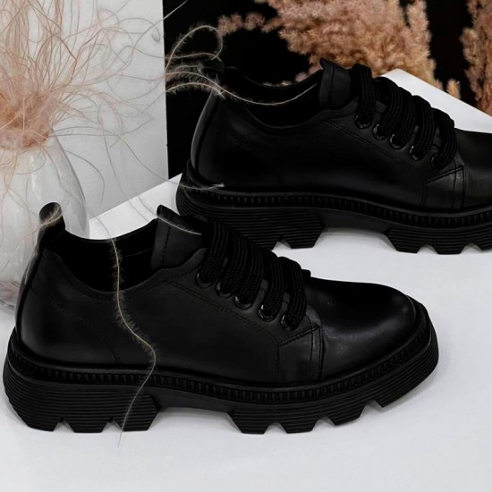 Женские кожаные полуботинки K-466-Black