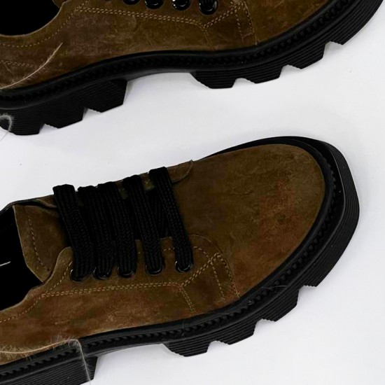 Женские кожаные полуботинки K-466-Green