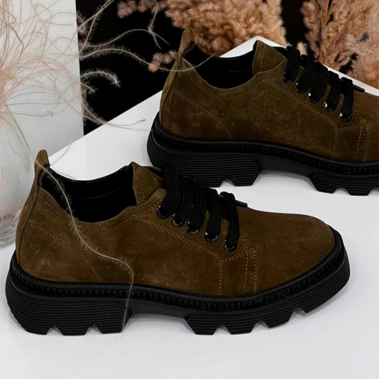 Женские кожаные полуботинки K-466-Green