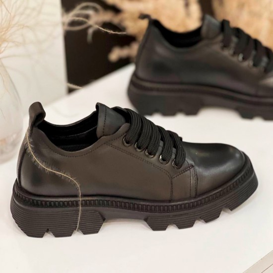 Женские кожаные полуботинки K-466-Black