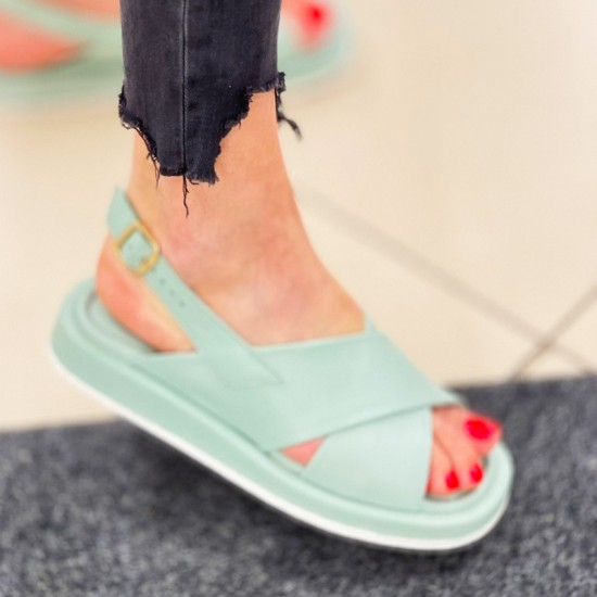 Купить женские босоножки из кожи 363-MORO-Green