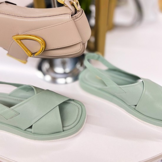 Купить женские босоножки из кожи 363-MORO-Green