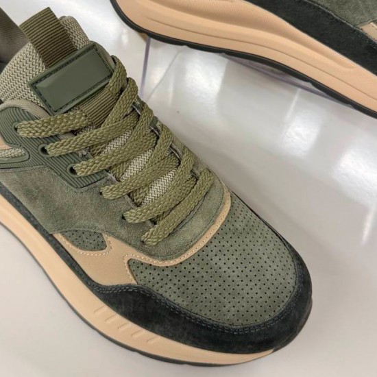 Женские кожаные кроссовки SS26-56-065-Green с доставкой по РБ