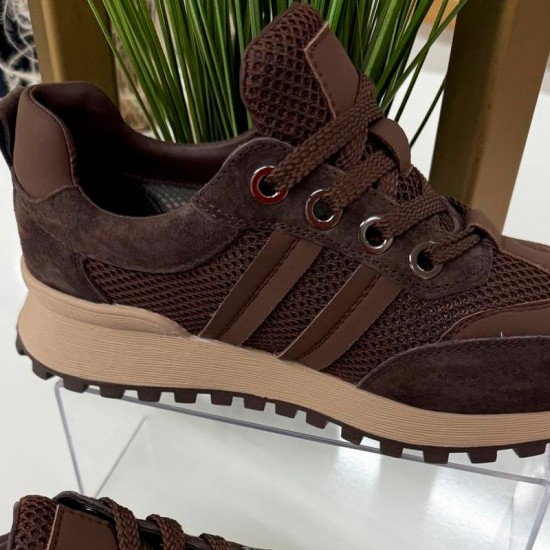Женские кожаные Кроссовки SS26-56-Brown с доставкой по РБ