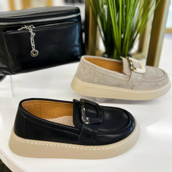 Женские лоферы E12-L2155-Biege